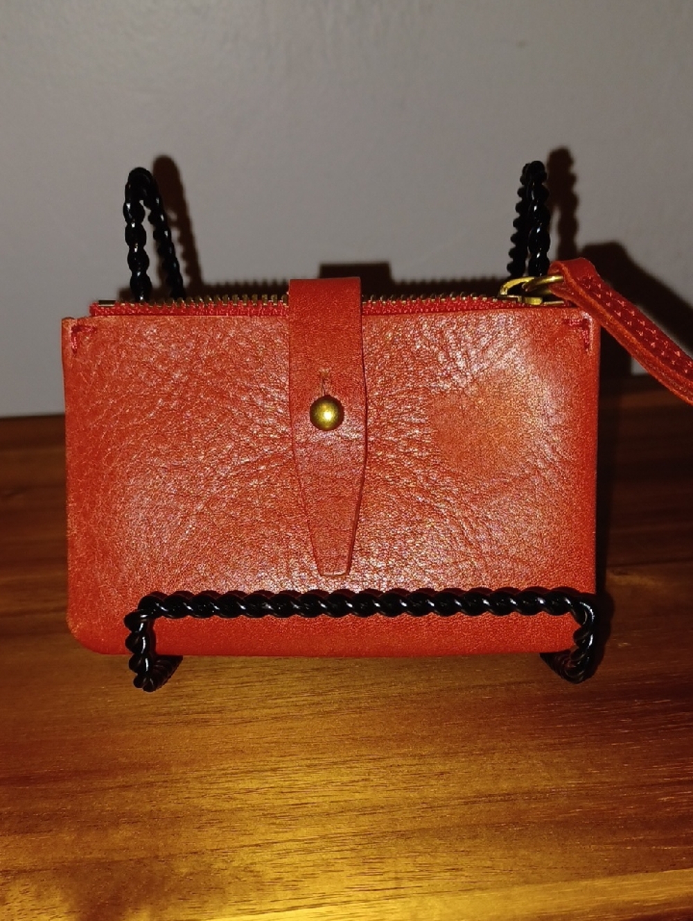 Madewell Red Leather Card Coin Pouch